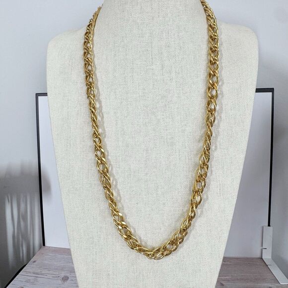 Vintage Super Chunky Gold Chain Long Necklace Mob Wife - Picture 2 of 8